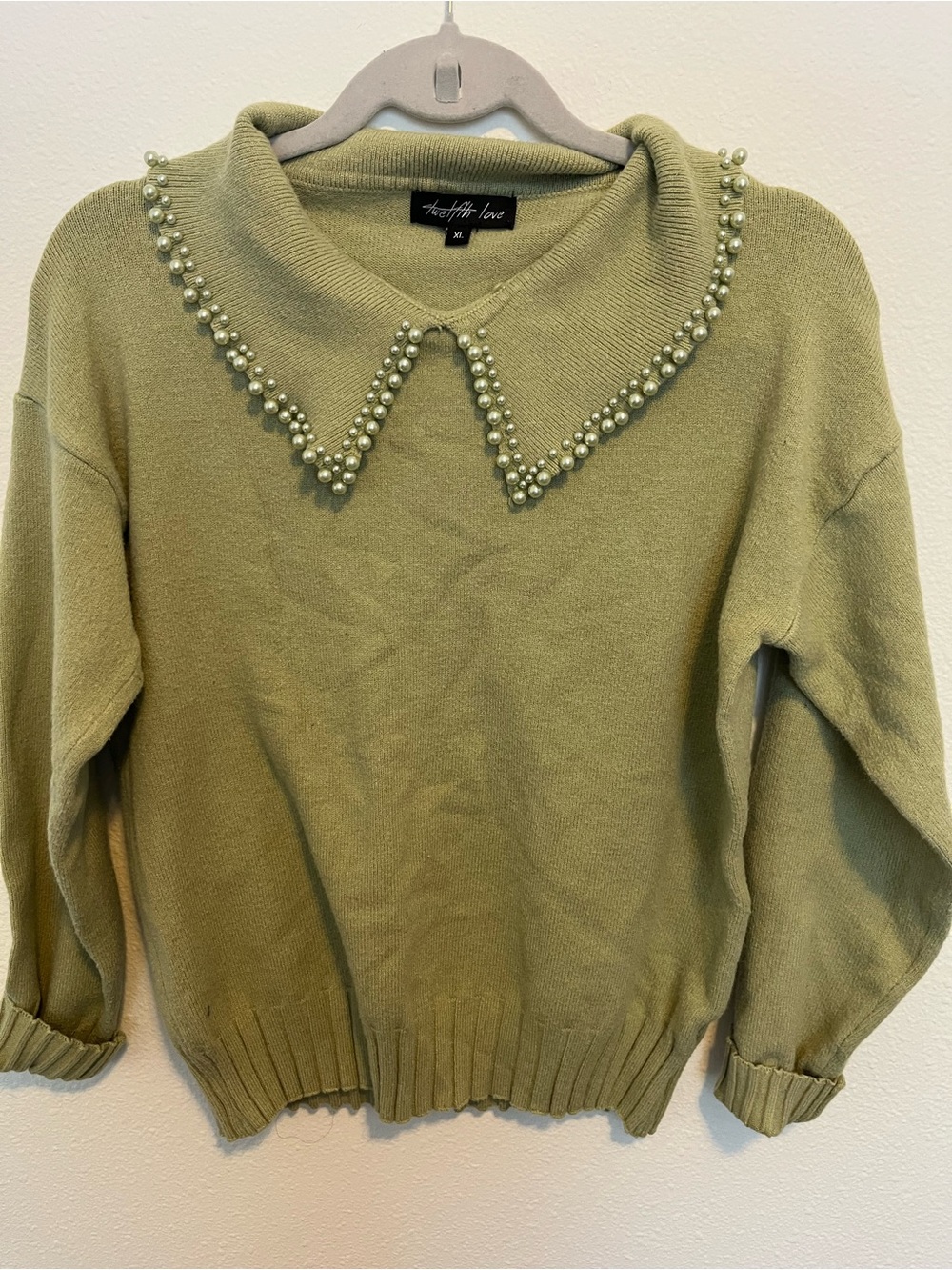 Olive Pearl Collar Sweater